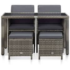 Garten pavilion garten sonneninsel garten licht garten schaukel garten k ig garten pur garten pflege garten rasen. Garten Essgruppe Mit Auflagen Poly Rattan Grau 5 Tlg