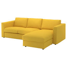 Vimle 3 Seat Sofa With Chaise Longue Cosy Sofa Fabric Sofa Yellow Sofa