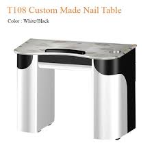T108 Custom Made Nail Table White Black 40 Inches Salondepot Com In 2020 Manicure Table White And Black Nail Salon Furniture
