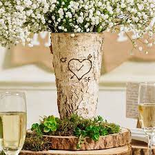 Personalised Rustic Birch Wood Vase Rustic Valentine Decor Wood Vase Rustic Wedding Centerpieces