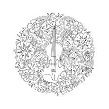 Hellokids members love this violin coloring page. Coloring Page With Ornamental Violin In Circle Shape On White Background Stock Vector Illustration Of Decorative Background 80261181