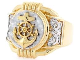 Nautical Jewelry 10 Carat Gold Mens Two Tone Unique Sailing Ring From Www Maritimegift Com Rings For Men Mens Gold Jewelry Mens Jewelry