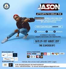 Bollywood guinness world record choreographed by ria. Nigerian Jason To Break Guinness World Record Dances For 8days