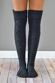 Knitting patterns for cozy slipper socks and boot / bootie style slippers. Thick Cable Knit Over Knee Socks Knit Boot Socks Knit Boots Boot Socks
