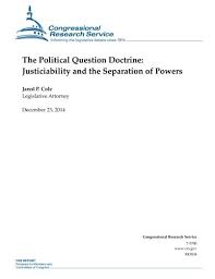 Separation of powers as a clear delineation of responsibility, the court's abdication of its role as a check on the legislature is a serious danger to the first, a brief review of the recent separation of power cases seems to be in order. The Political Question Doctrine Justiciability And The Separation Of Powers Crs Reports Amazon De Congressional Research Service Fremdsprachige Bucher
