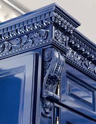 Royal Blue Kitchen Design Carved Wood Kitchen Cabinets Blue Kitchen Designs Blue Kitchens Blue Kitchen Cabinets