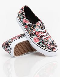 Black And White Vans Shoes For Girls Vans Authentic Girls Skate Shoes Multi Floral Black True White Vans Shoes Girls Vans Shoes Vans Girls