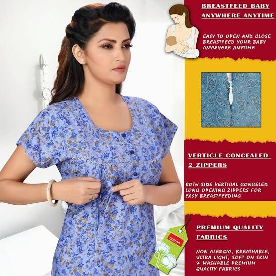 Feeding/Maternity nighty 100% Cotton Available product image