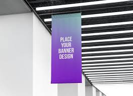 Simple edit with smart layers. Free Indoor Advertising Hanging Wall Banner Mockup Psd Good Mockups