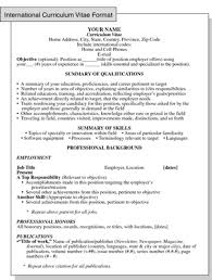 International Curriculum Vitae Resume Format For Overseas Jobs Dummies