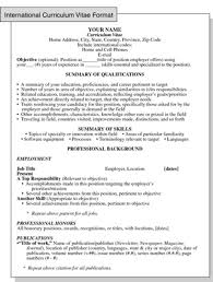 Need some inspiration to create a professional cv? International Curriculum Vitae Resume Format For Overseas Jobs Dummies