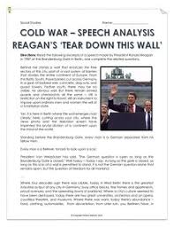 Cold War Reagan S Tear Down This Wall Speech Analysis And Answer Key Cold War Military Cold War Famous Speeches