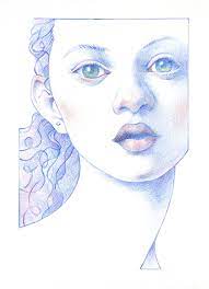 Blue Portrait 4 By Joel Armstrong Colored Pencil Art Portrait Drawing For Kids