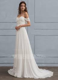 165 00 A Line Princess Off The Shoulder Sweep Train Chiffon Wedding Dress With Lace Beading Flower S Jj S House Inexpensive Wedding Dresses Wedding Dresses Lace Strapless Wedding Dress Beach