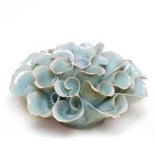 Werkzeug und baumaterial für profis und heimwerker. Chive Coral 2 Flower Light Blue Ceramic Flower Ceramic Flowers Flower Wall Art Handmade Ceramics