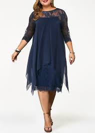 Lace Panel Overlay Plus Size Straight Dress Modlily Com Usd 36 49