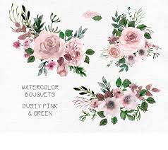 Watercolor Dusty Pink Bouquets And Floral Elements Peony Roses Png Clip Art Diy Hand Painted Leaves Flowers Wedding Commercial Use In 2020 Floral Watercolor Floral Wreath Watercolor Leaf Flowers