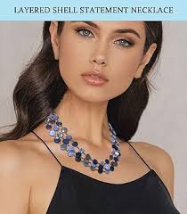 FULU AUTUMN Collier Bohème de Perles en Coquillage Handmade Colier de  Perles Statement Argent Bijoux Fantaisie Cadeau Fete des Meres Anniversaire  pour Femme(Blue) : Amazon.fr: Mode