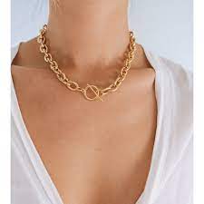 Gold Necklace Thick Chain Necklace Toggle Necklace Gold Chain Necklace Link Chain Toggle Necklace Gold Chunky Necklace Gold Choker Thick Chain Necklace Chunky Chain Necklaces Chunky Gold Necklaces