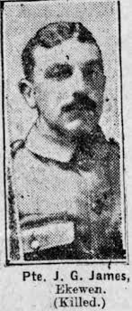Private Joseph Gwynne James South African Infantry. Died Monday 16 October  1916