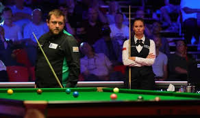 Bbc sport presenter reanne evans shows off the snooker practice area at the crucible. W1x50lyu7unx M