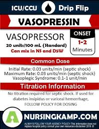 nursing kamp icu drip flip book vasopressin icu nursing