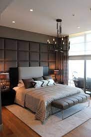 Modern Bedroom With Textured Accent Wall Luxurious Bedrooms Masculine Bedroom Design Modern Bedroom Design