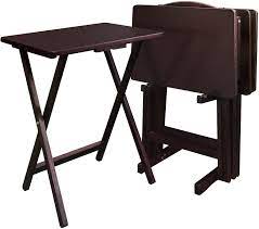 New tv tray table set steel stand end home furniture serve snack dinner hot. Casual Home Wood Tv Tray Set 5 Piece
