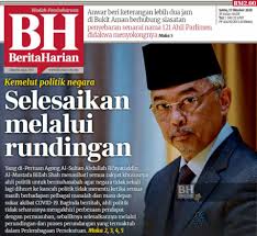 Laman akhbar sinar harian yang memaparkan berita perihal komuniti dan masalah tempatan. Akur Nasihat Seri Paduka