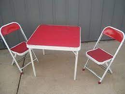 Antique Vintage Childrens Kids Folding Metal Table And Chair Seats Two Table And Chairs Metal Table Metal Lawn Chairs You'll find a wide selection of kids tables & chairs in various colours & styles at walmart canada.
