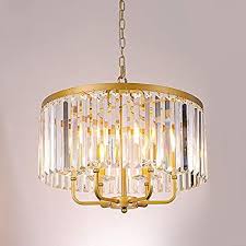 Wellmet 6 Lights Gold Crystal Chandelier Candle Farmhouse Modern Crystal Drum Metal Chandeli In 2020 Mid Century Ceiling Light Ceiling Light Fixtures Metal Chandelier