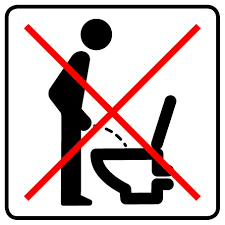 Sie stehen auf einer kiste; Wc Toiletten Schild Im Stehen Pinkeln Verboten Weiss