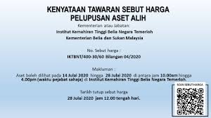Institut kemahiran tinggi belia negara. Kenyataan Tawaran Sebut Harga Pelupusan Aset Alih Kementerian Atau Jabatan Institut Kemahiran Tinggi Belia Negara Temerloh Kementerian Belia Dan Sukan Malaysia No Sebut Harga Iktbnt 400 30 60 Bilangan 04 2020 Makluman Tawaran Adalah