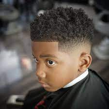 Faded sides with shaved line. Black Boys Haircuts For Curly Hair Blackhairstyles Boys Fade Haircut Black Boys Haircuts Boys Haircut Styles