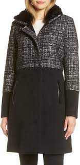 Via Spiga Mixed Media Faux Fur Stand Collar Coat Shopstyle Slippers