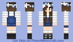 Minecraft Skins Girl Skin Overalls Brown Hair Overalls W Flower Crown Minecraft Skins Minecraft Girl Skins Minecraft