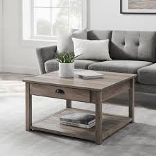 Solid wood design accepts stain with dimension and character. Welwick Designs 30 In Gray Wash Medium Square Wood Coffee Table With Drawers Hd8613 The Home Depot