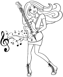 Our free coloring pages for adults and kids, range from star wars to mickey mouse Coloring Pages Barbie With Guitar Free Coloring Page
