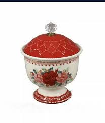 The pioneer woman impresses once again! Pioneer Woman Stoneware Rosy Toile Rose Christmas Holiday Red Candy Dish Jar New Ebay Red Candy Pioneer Woman Kitchen Pioneer Woman