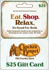 There are over 620 cracker barrel locations in 42 states so there is bound to be one near you. Cracker Barrel 25 Gift Card Cracker Barrel 25 Best Buy