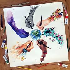 Artistic World Collab By 6 European Artists Mixed Media 2016 Art Drawings Art Drawings