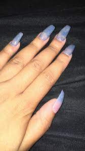 Mood Change Nails Coffinshape Long Mood Nails Shimmer Blue Coral Nails Hot Nails Fun Nails