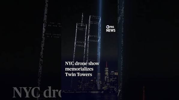 NYC drone show memorializes Twin Towers - YouTube