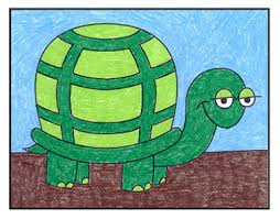 Cute cartonn turtle with ladybug on the meadow How To Draw A Turtle Art Projects For Kids