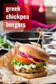 Greek Chickpea Burgers In 2020 Chickpea Burger Greek Chickpeas Vegan Chickpea Burger