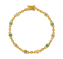 Paraiba and Old Mine Cut Diamond Fairy Chain Bracelet