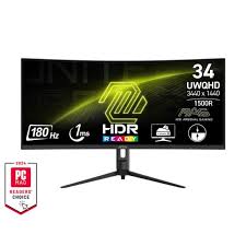 MSI MAG 342CQR E2 34 Inch 2K UWQHD Curved 1500R 3440 x 1440 Resolution, 180  Hz / 1ms (MPRT), Adaptive Sync - DP 1.4a, HDMI 2.0b CEC, 95% DCI-P3, AI ...