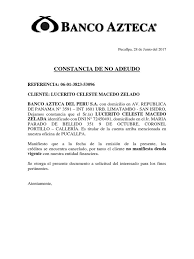 Resultado De Imagen Para Carta De No Adeudo Banco Azteca