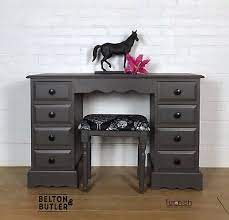 Solid Wood Dark Grey Dressing Table And Stool With Emma J Shipley Fabric Ebay Dressing tables, mirrors and stools are perfect for getting ready, whether for a day at work or a night out.