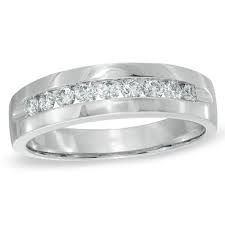Men S 1 2 Ct T W Diamond Wedding Band In Platinum I I2 Zales Unique Engagement Rings Rose Gold Morganite Engagement Ring Vintage Diamond Wedding Bands
